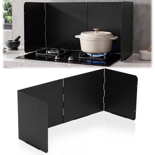 Large 4 Sided Stove Oil Splash Guard, Foldable Splatter Screen, Black