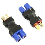 DGZZI 2pcs T Plug Deans Style Wireless Connector Male T-Plug to Female EC3 Style Adapter for RC Lipo Battery Toy