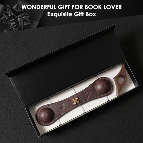 Image of Book Weight Holder Wooden Thumb Book Page Open Weighted Bookmark Corner Reading Accessories Office Desk Decor Executive Gift for Writer Reader (Page Holder+Thumb Page Holder-Coffee)