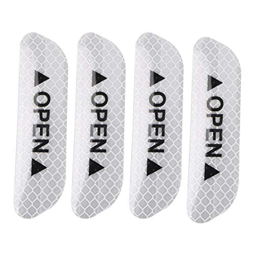 Gelentea 4 pegatinas universales para puerta de coche, marca de advertencia de seguridad, cinta reflectante abierta, tiras reflectantes para accesorios de coches Cover