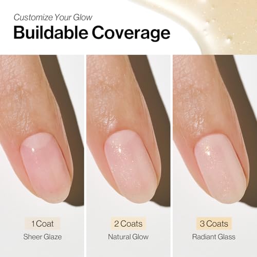 Image of ohora 2-in-1 Sheer Nail Polish & Strengthener - Gold Confetti | Tinted Nail Concealer | Nail Hardener for Weak, Damaged Nails | Nail Care Polish with Glossy Finish | Glazed-Syrup Formula, 15 mL