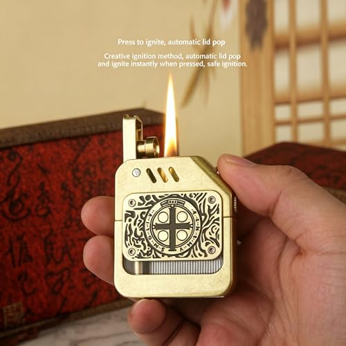 Encendedor vintage metal kerosene con ventana miniatura 2