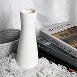 White Ceramic Vase - 9" Dual Use for Dried Flowers & Hydroponics | Modern Minimalist Home Décor | Tall Sturdy Flower Vase