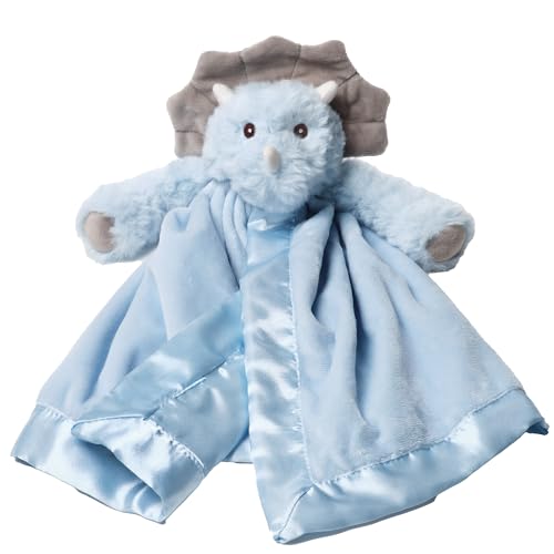 Image of Bearington Baby Lil’ Tracer Snuggler, 15 Inch Light Blue Dinosaur Plush Stuffed Animal Security Blanket Lovey for Babies
