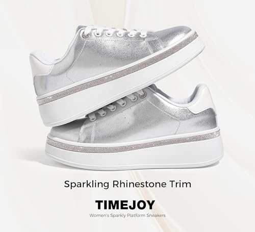 Women's Sparkly Platform Sneakers Casual Shoes with Glitter Accents & 2-Inch Thick Non-Slip Sole for Streetwear, Everyday Shine4