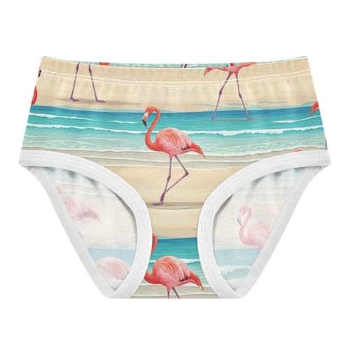 Pink Flamingos Beach Turquoise Sea Panties Little Girl Girls Underwear Toddlers Cotton Colorful Underpants Briefs 2t