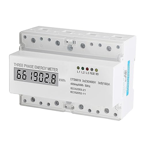 Medidor de electricidad digital de 100A para controlar el consumo trifásico en riel DIN