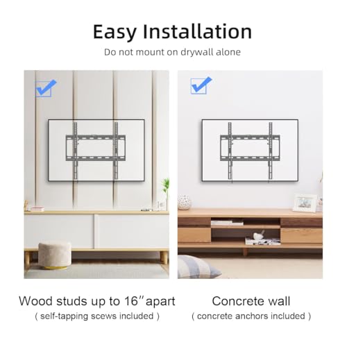 Image of Suptek Tilt TV Wall Mount for Most 26-60 inch LED, LCD and Plasma TV, Max 400x400mm VESA and 99lbs Load Capacity, Fits Studs 16 inch Apart, Low Profile