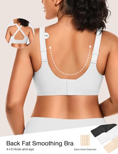 Image of VRVOCIE Wireless Bras for Women No Underwire Crossover V Mesh Seamless Supportive Bralettes Full Coverage Everyday Bra, White X-Small