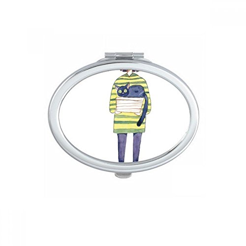 Miroir de maquillage compact ovale chat meganekko portable