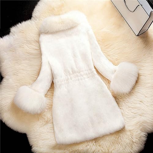 Vhersily 2026 Damen Winter Plüsch Mantel Lang Elegant Verdickt Warm Winddicht Casual Business Klassische Bequeme Streetwear Herbst Winter Bequem Für Abendessen, Hochzeit, Weiß, M