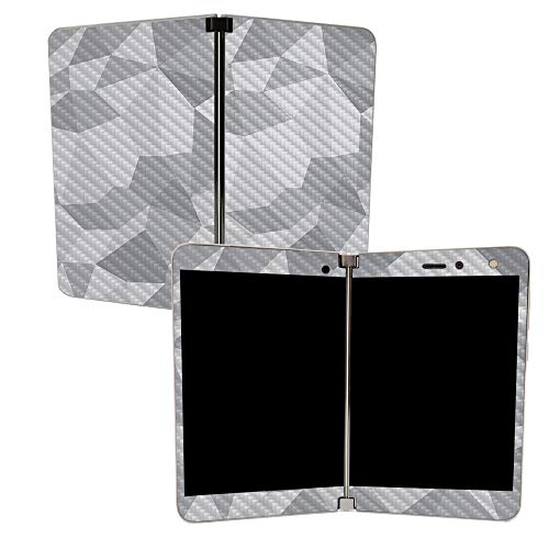 Image of MightySkins Carbon Fiber Skin for Microsoft Surface Duo - Gray Polygon | Protective, Durable Textured Carbon Fiber Finish | Easy to Apply, Remove, and Change Styles | Made in The USA