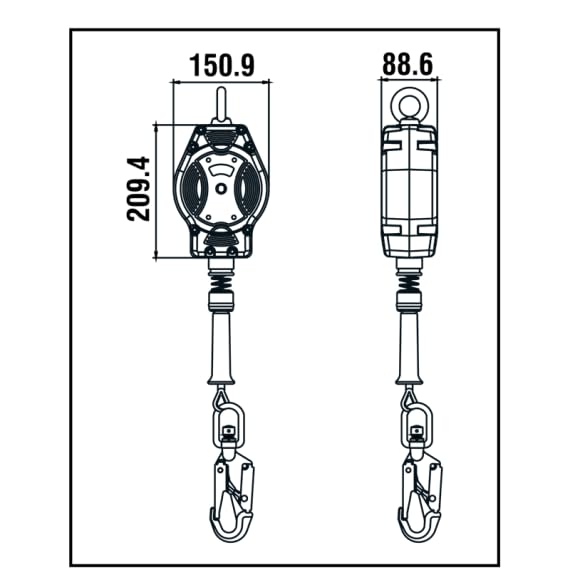 KRATOS SAFETY - HELIXON câble, antichute à Rappel Automatique 20 m, pour Utilisation Verticale Seulement - KRATOS SAFETY - 119-FA2040220