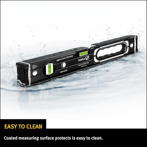 Image of STABILA Dark Shadow Level set 196-2, 72 inch (183 cm), 48 inch (122 cm), 24 inch (61 cm), 16 inch (40 cm), and carrying case, Cat. Number 37400