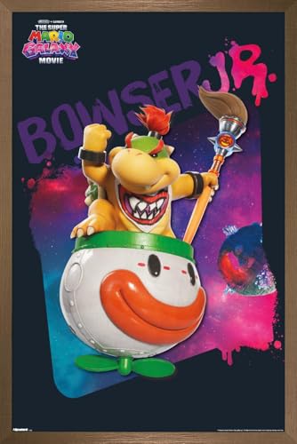 Trends International Nintendo The Super Mario Galaxy Movie (2026) - Bowser Jr. Neon Wall Poster, 34L x 22.4W, Bronze Framed Version