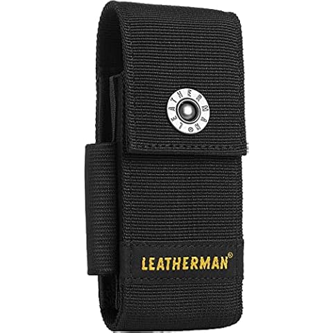 Leatherman Nylon Holster with Pockets, Suitable for Charge, Crunch, Rebar, Rev, Sidekick Skeletool, Wave and Wingman Models, Size Large, in Black Cover