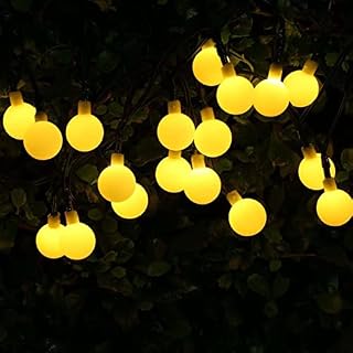 KEEDA 23ft 50 LED Solar Ball String Lights, Waterproof LED Fairy Decorative Lights for Outdoor Garden Patio Party Christmas (Warm White)