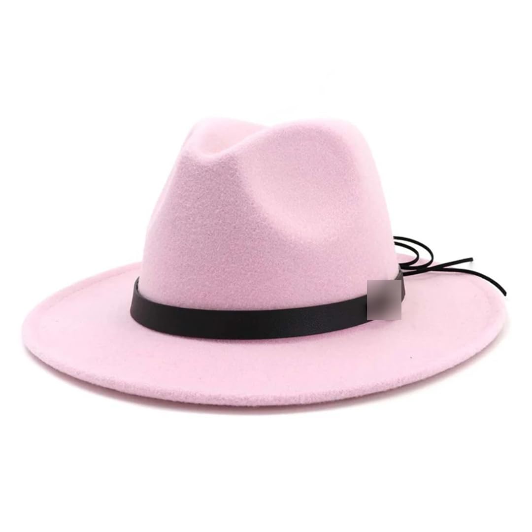 Suwequest Cappello da donna e da uomo, in feltro di lana, a tesa larga, stile jazz, da cowboy, trilby, per feste formali