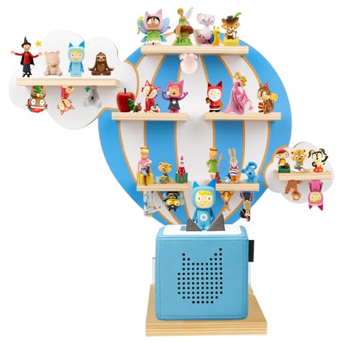 Tonie Regal Heißluftballon & Wolken Wandregal Standregal für Toniebox & Figuren Toniebox-Regal für Mädchen Jungen Perfekte Aufbewahrung im Kinderzimmer Zubehör für Toniebox 1 & 2 Starterset Blau