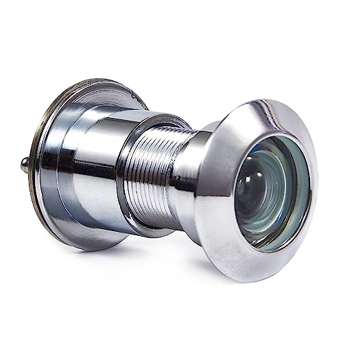 Image of Safety Security One Way Front Door Viewer with 220 Degree Angle, Heavy Duty Peephole Made by Brass with Privacy Cover, Chrome, Pack of 1