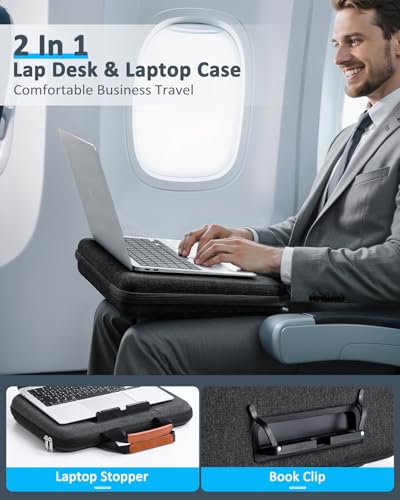 Image of Hard Laptop Case 15.6 Inch for HP Dell Lenovo ASUS Acer - 2 in 1 Laptop Sleeve & Lap Desk with Stopper and Book Clip, Shockproof Waterproof 16.2 MackBook Pro Case - Black