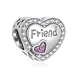 Best Friend Charm Sterling Silver Forever Friends Heart Charms fits Pandora Bracelets for Women