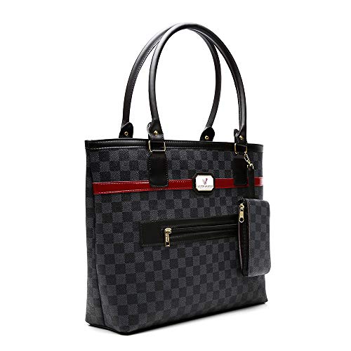 Bolsa de Ombro Victor Valencia Quadriculada (Preto/Cinza)
