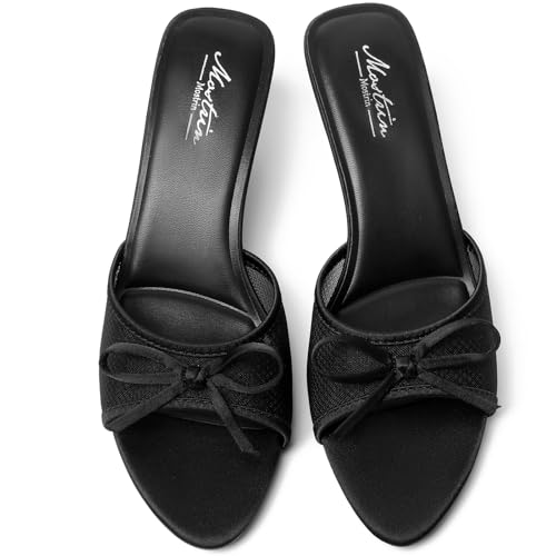 Image of Mostrin Kitten Heels for Women Pointed Toe Vintage Mules Heels Sexy Slip on Stiletto Backless Sandals for Party Wedding Daily