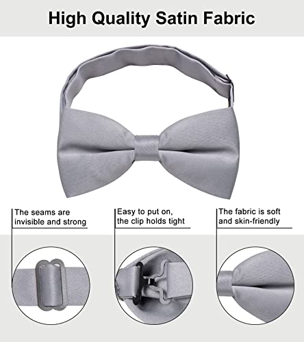 Image of YourTies Bow Ties for Men Pretied Bowties Solid Color Satin Bow Tie Formal Business Tuxedo Wedding Party Prom