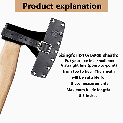 Leather Axe Sheath, Hatchet Sleeve Cover, Chopping Axe Head Guard,Camping Axe Protector, Solid Case Holster for Your Axe, Adjustable Straps, Camping Accessories, Lumberjack Outdoors Work Essentials