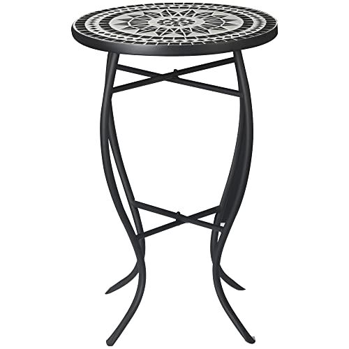 Outsunny Table Bistro Ronde de Jardin Plateau mosaïque métal époxy anticorrosion céramique...