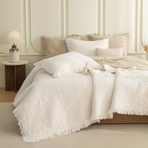 Sanracie Quilt King Size Set(110"x98"), Washed Cotton Bedding Set, Soft