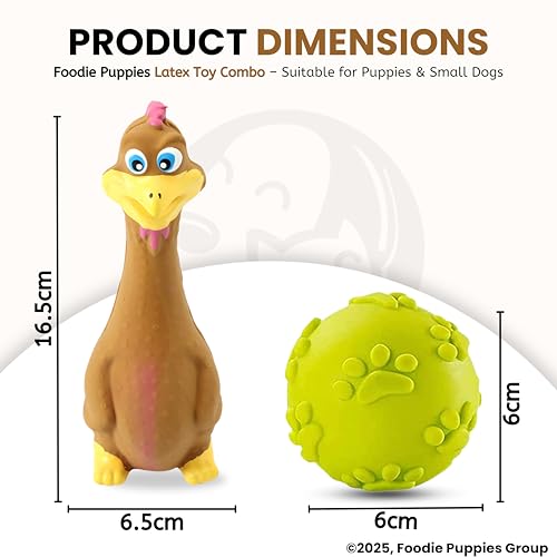 Image of Foodie Puppies Dog Squeaky Toy Combo of (Brown Duck + Claw Ball) | Natural Latex Rubber Toys for Small Dogs & Puppies | Durable, Chewing, Fetching, Playing, Teething & Training Chew Safe Play Toy