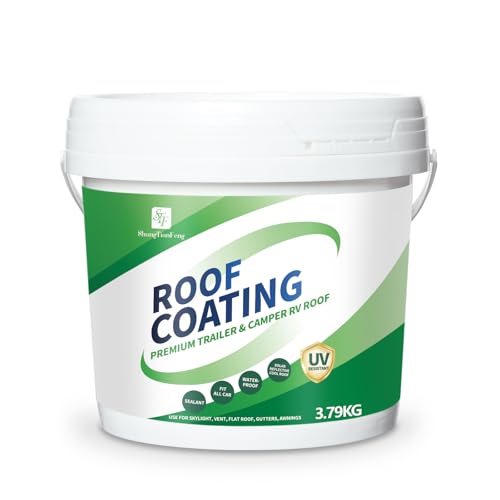 RV Roof Sealant Waterproof Coating - Solar Reflective Sealant, Trailer and Camper Roof Repair,Roof Waterproof, Floor Waterproof, Easy to Apply,Seal,Brilliant White,1 Gallon Roof, Floor