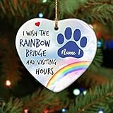 Personalized Memorial Dog Name Ornament Customize Foot Prints I Wish The Rainbow Bridge Had Visiting...