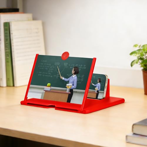 Amplificador de pantalla para móvil rojo de ABS compacto para videojuegos y textos 5