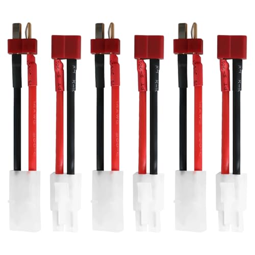 Tosiicop Lipo Akku Adapter Kabel - 6 Stücke Tamiya Stecker Buchse auf T-Dean Stecker mit 14AWG 50mm Adapterkabel für Carson traxxas Tamiya RC Car Lipo Batterien