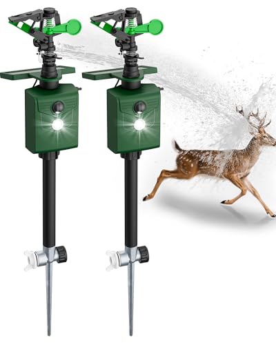 Peepst Motion-Activated Sprinkler, Solar Animal Repellent Outdoor - 2 Packs Deer Cat Deterrent with...