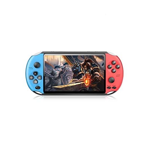 CZT New 5.1-inch Retro Video Game Console Build in 4800 Games of 9 emulators Handheld Portable Game Console Supports MP3/MP4/E-book with Rechargeable Lithium Battery mp3 mp4(Bluered)