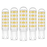 G9 LED Dimmbar, Naturweiß 4000K, 6W G9 Leuchtmittel LED, 60W Halogenersatz, Klein-G9-Sockel LED für Ofenbirne, Schrankleuchte, 530LM, AC 230V, Kein Flimmern, 5er Pack, CHEERBEE