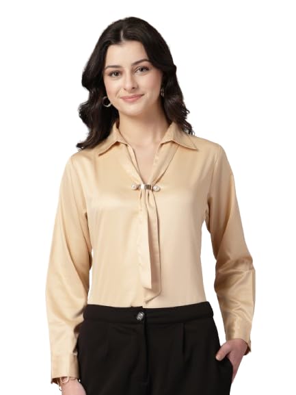 style quotient Women Beige Solid Satin Top-picture-38
