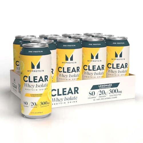 Myprotein Clear Whey Isolate Ready-to-Drink Protein, Lemonade, 16 Fl Oz, Pack of 12, 20g Protein, 80...