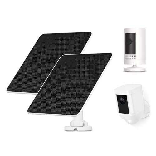 Solar Panel for Ring Camera 5W Camera Solar Panel Charger for Stick Up Cam/Pro Battery Spotlight Cam/Plus/Pro Wyze Battery Cam Pro 9.8ft Cable IP65 Waterproof 2 Pack