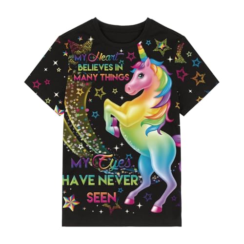 Girls Tie Dye Shirt Short Sleeve Top Crew Neck Tee Shirts Kids Girl 3D Summer Clothes 6-14 Years