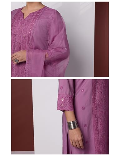 Image of Amazon Brand - Myx Women Embroidered Kurta Set with Duppatta (Available in Plus Sizes)