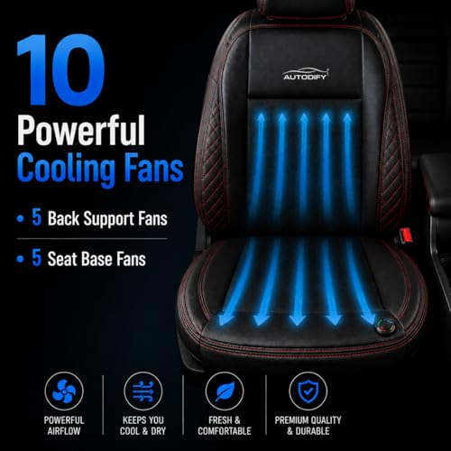 Image of Car Ventilated Cooling Seat Cushion Cover (Black, Pack of 2 Ventilated Cooling Seat)