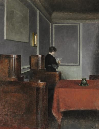 Tableau sur toile Femme Lisant de Hammershoi 60x90cm déco chambre