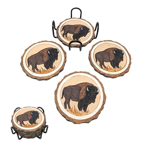 BestGiftEver Nature-Inspired Bison Coaster Set, Set of 4