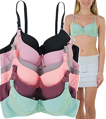 Image of ToBeInStyle Women's Pack of 6 Classic Style Underwire Supportive Padded Bras