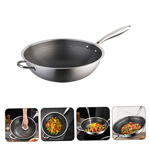 Wok tradicional de acero inoxidable con doble mango miniatura 4